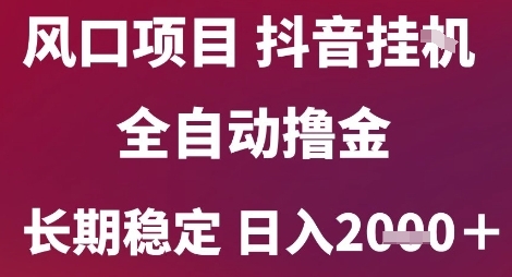 风口项目，六月最新玩法抖音无人挂G，全自动撸金，长期稳定 日入2k+【揭秘】-云网创