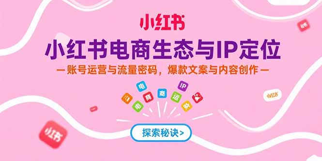 小红书电商生态与IP定位，账号运营与流量密码，爆款文案与内容创作-云网创