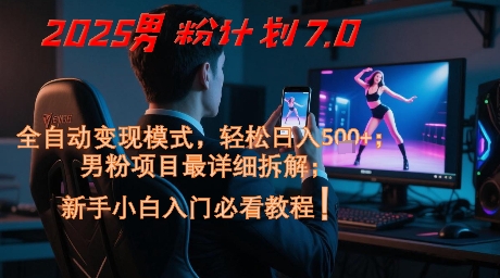 2025男粉计划7.0，全自动变现模式，轻松日入5张+，新手小白必看课程-云网创