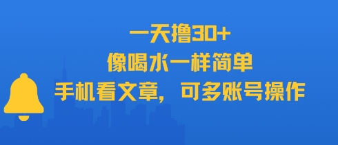 一天撸30+，像喝水一样简单，手机看文章，可多账号操作-云网创