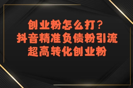 创业粉怎么打？抖音精准负债粉引流，超高转化创业粉-云网创