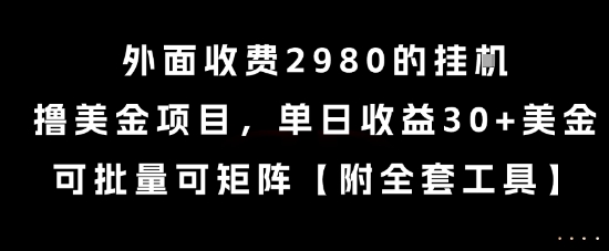 外面收费2980的挂G撸美金项目，单日收益30+美金，可批量可矩阵【揭秘】-云网创