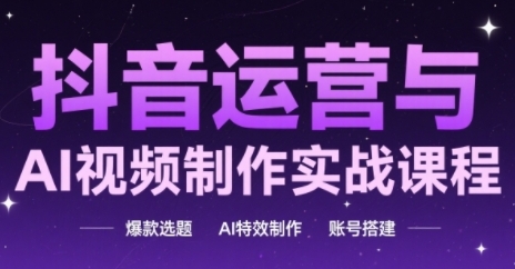 抖音运营与AI视频制作实战课程，爆款选题-AI特效制作-账号搭建-云网创