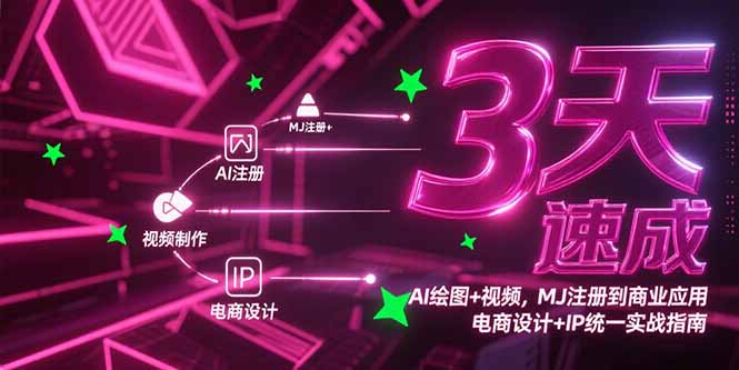3天速成AI绘图+视频，MJ注册到商业应用，电商设计+IP统一实战指南-云网创