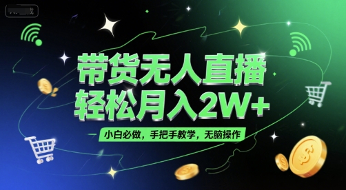带货无人直播，轻松月入2W+，小白必做，手把手教学，无脑操作(附学习资料)-云网创