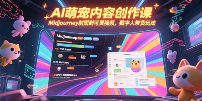 AI萌宠内容创作课，Midjourney制图到可灵视频，数字人带货玩法-云网创