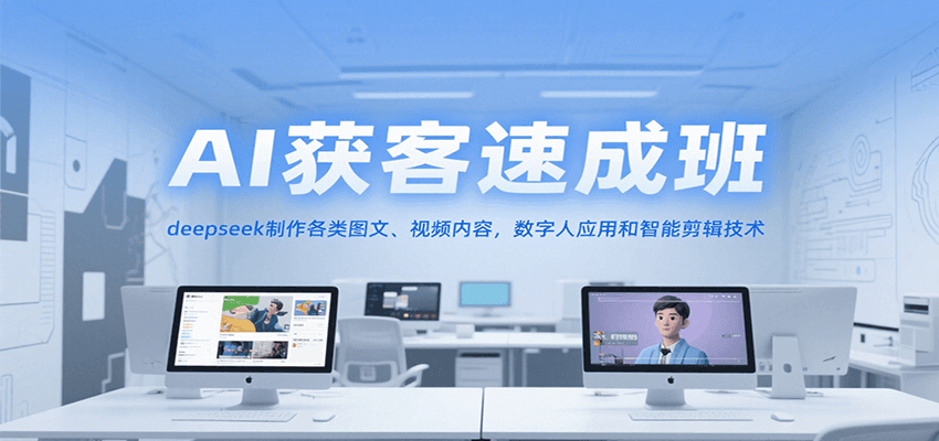 AI获客速成班，deepseek制作各类图文、视频内容，数字人应用和智能剪辑技术-云网创