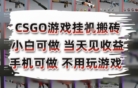 CSGO游戏挂G搬砖，小白纯手机即可操作，不用电脑打游戏，日入3张+，副业网创项目【揭秘】-云网创