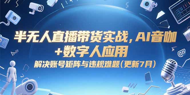 半无人直播带货实战，AI音咖+数字人应用 解决账号矩阵与违规难题(更新7月-云网创
