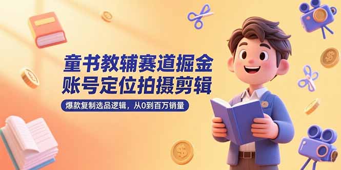 童书教辅赛道掘金，账号定位拍摄剪辑，爆款复制选品逻辑，从0到百万销量-云网创