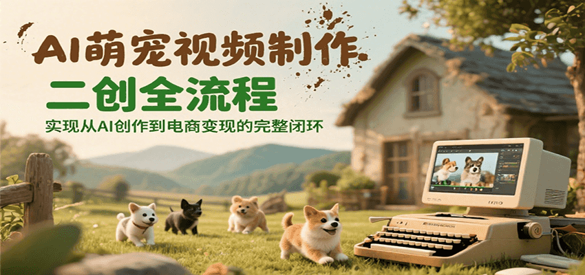 AI萌宠视频制作二创全流程，实现从AI创作到电商变现的完整闭环-云网创