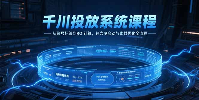 千川投放系统课程，从账号标签到ROI计算，包含冷启动与素材优化全流程-云网创