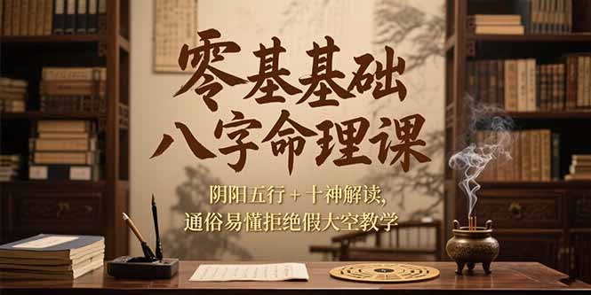 零基础八字命理课，阴阳五行+十神解读，通俗易懂拒绝假大空教学-云网创