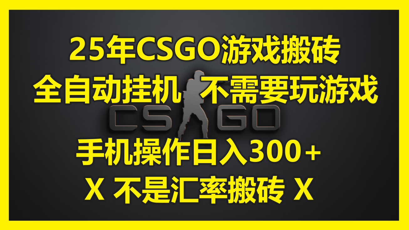 25年CSGO游戏搬砖，全自动挂机，不需要玩游戏，手机操作日入300+。(不…-云网创