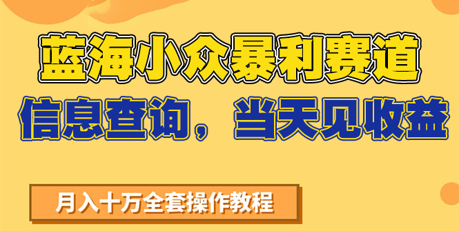 蓝海小众暴利赛道，信息查询，当天见收益，不讲玄学，7天搞了2万+-云网创