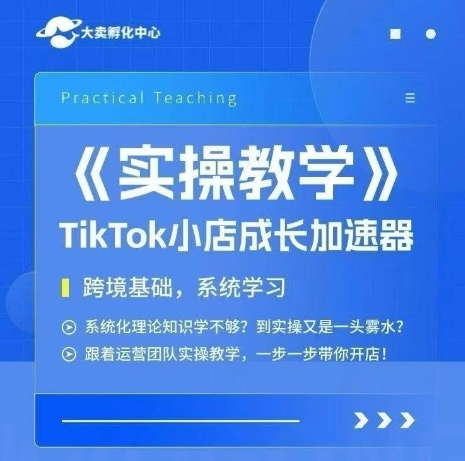 大卖家孵化中心TikTok实操课，TikTok小店成长加速器，跨境基础系统学习，一步一步带你开店-云网创
