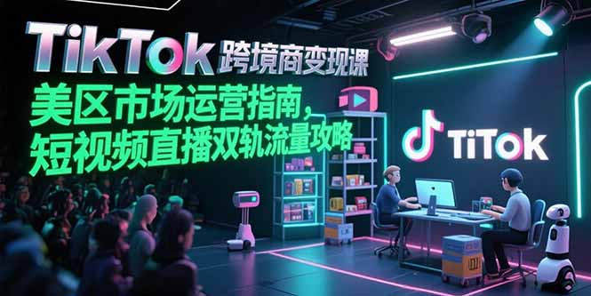 TikTok跨境电商变现课，美区市场运营指南，短视频直播双轨流量攻略-云网创