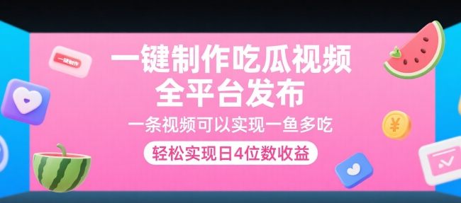 一键制作吃瓜视频，全平台发布，一条视频可以实现一鱼多吃，轻松实现日4位数收益【揭秘】-云网创