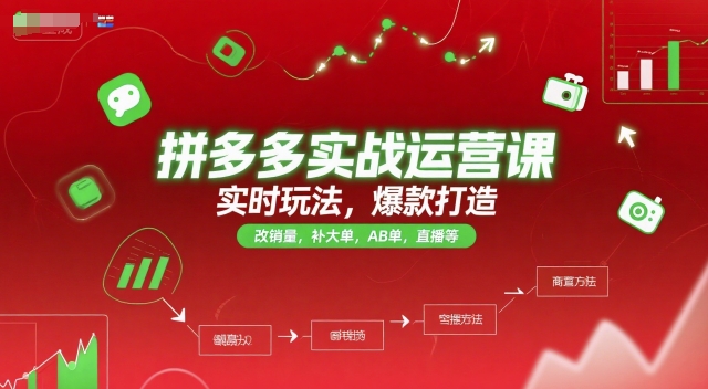 拼多多实战运营课，实时玩法，爆款打造，改销量，补大单，AB单，直播等(更新2025月)-云网创