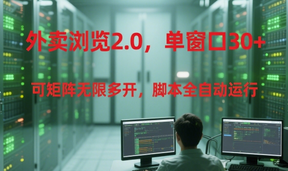 外卖浏览2.0，单窗口30+可矩阵无限多开，脚本全自动运行【揭秘】-云网创