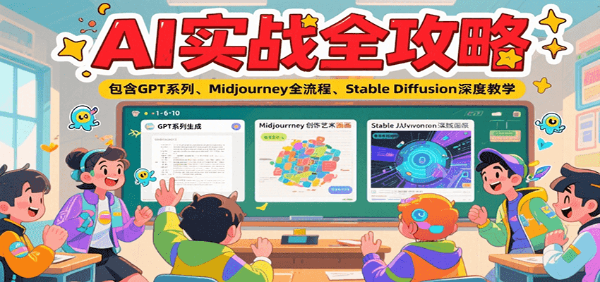 AI实战全攻略，包含GPT系列、Midjourney全流程、Stable Diffusion深度教学-云网创
