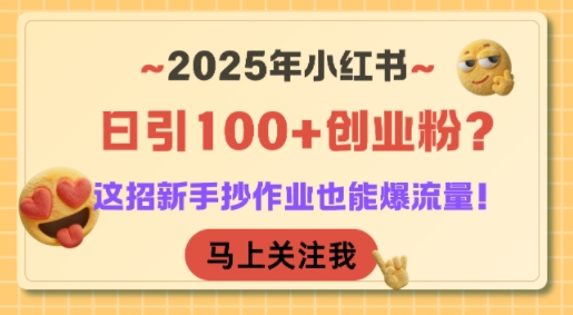 2025年小红书日引100+创业粉？这招新手抄作业也能爆流量！-云网创