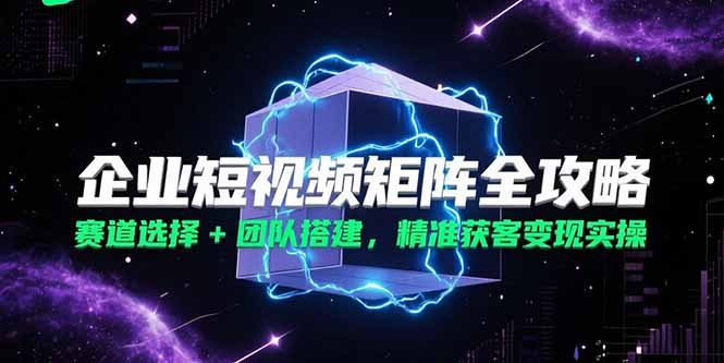 企业短视频矩阵全攻略，赛道选择+团队搭建，精准获客变现实操-云网创
