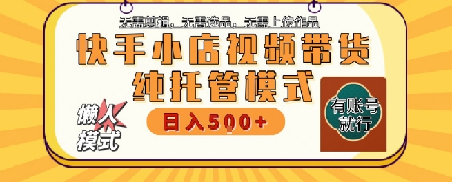 快手小店托管代运营，无需剪辑，无需选品，无需上传作品，全程无需操作，轻松月入5k+【揭秘】-云网创